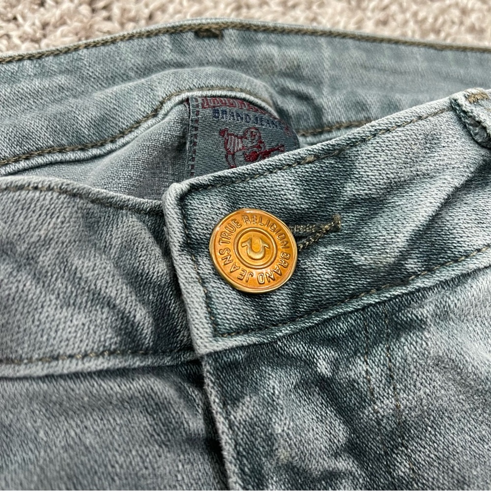 True Religion Becky Bootcut Flare Jeans Greenish Wash Size 30 Made in USA - Picture 3 of 14
